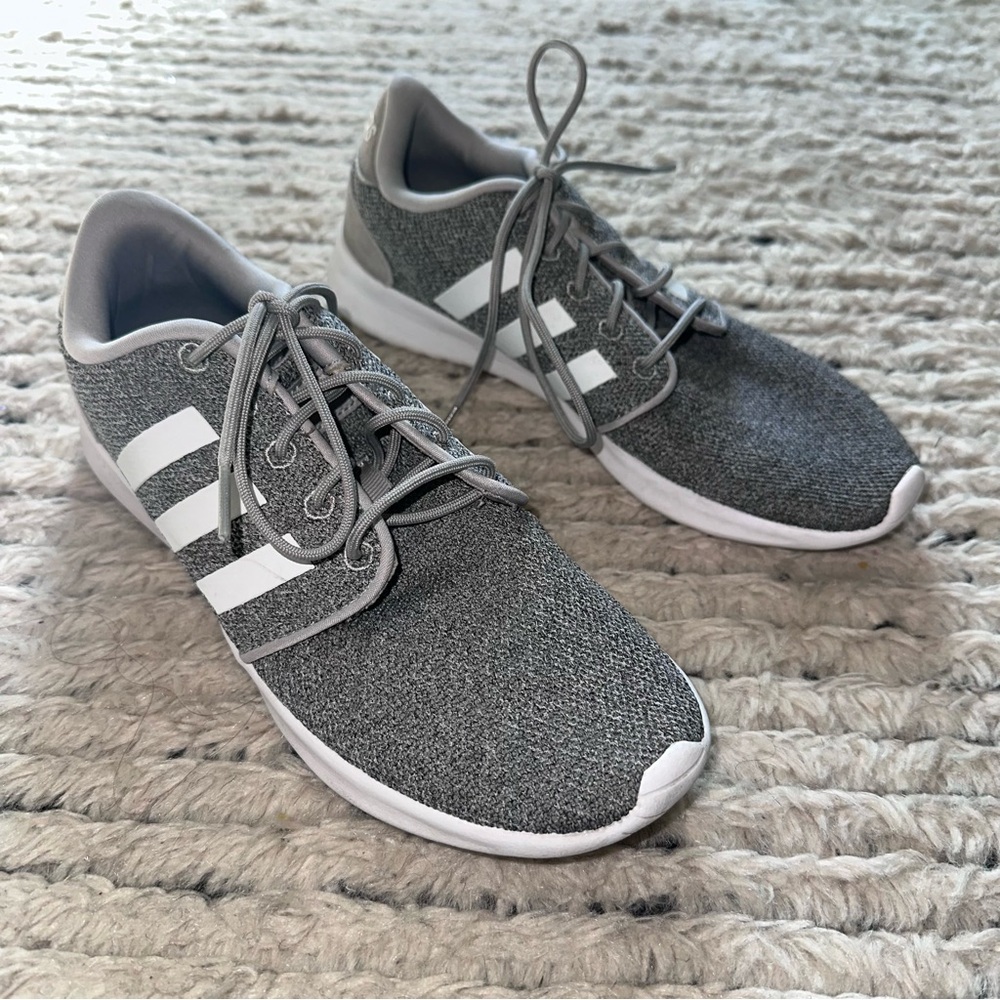Adidas Gray Low-Top Sneakers with White Stripes size 7